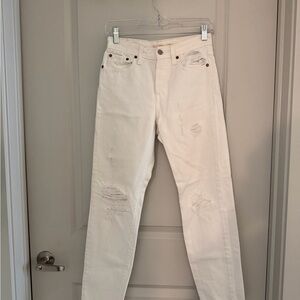Levi's Women's High Rise Wedgie Fit Distressed White Jeans